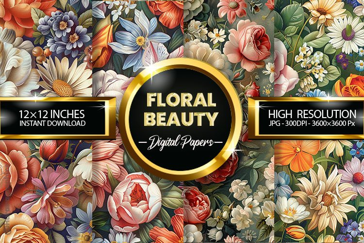 Floral Beauty Digital Papers - 04 variations