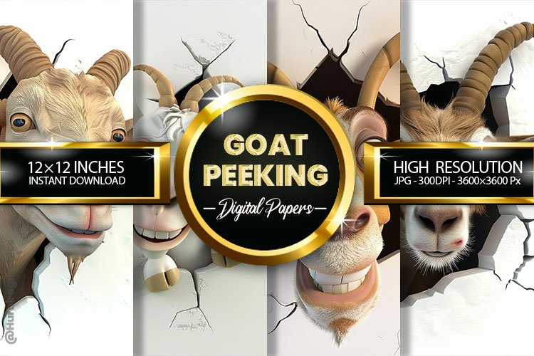 Goat Peeking Digital Papers - 04 Varioations