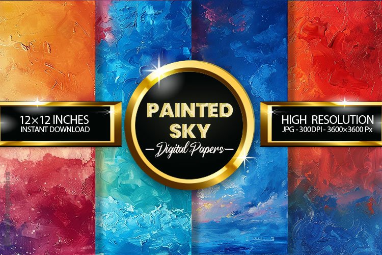 Painted Sky Digital Papers - 04 variations