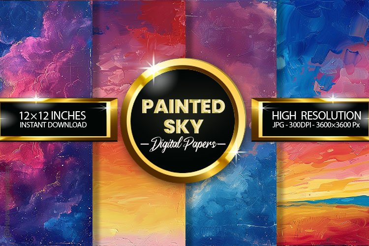 Painted Sky Digital Papers - 04 variations