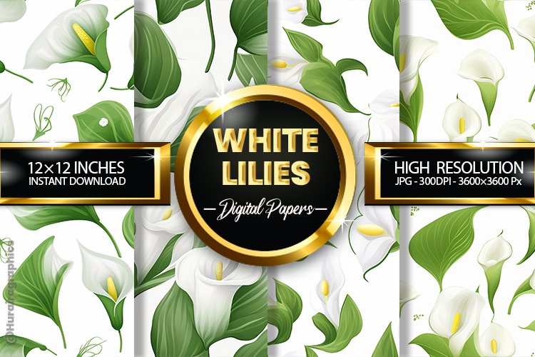 White Lilies Digital Papers - 04 Variations