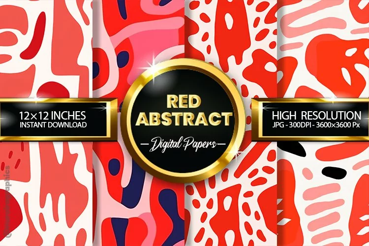 Red Abstract Digital Papers - 04 Variations