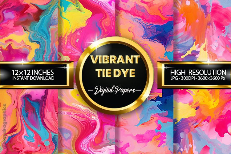 Vibrant Tie Dye Digital Papers - 04 Variations