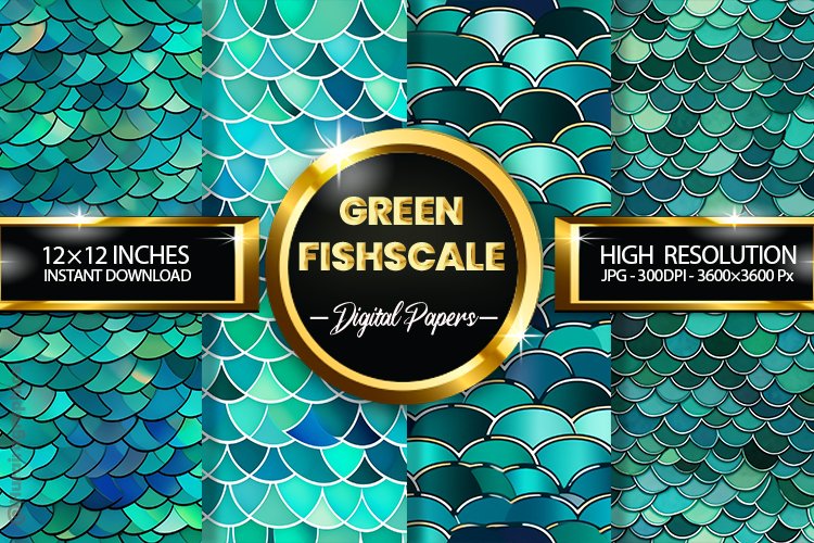Green Fishscale Digital Papers - 04 Variations