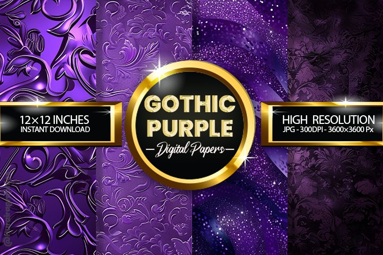 Gothic Purple Digital Papers - 04 Variations