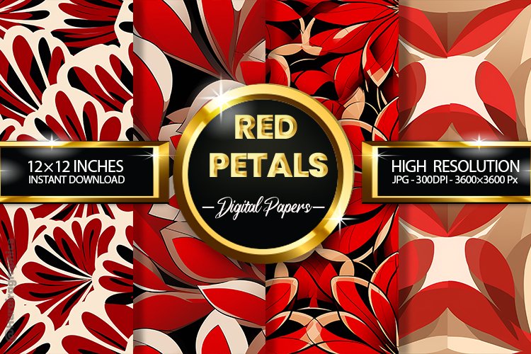 Red Petals Digital Papers - 04 Variations