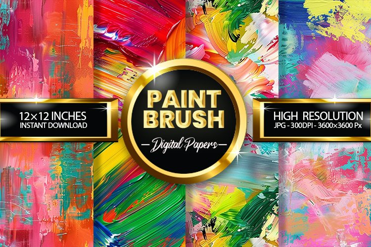 Paint Brush Digital Papers - 04 variations