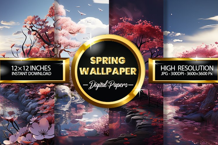 Spring Wallpaper Digital Papers - 04 Variations example image 1