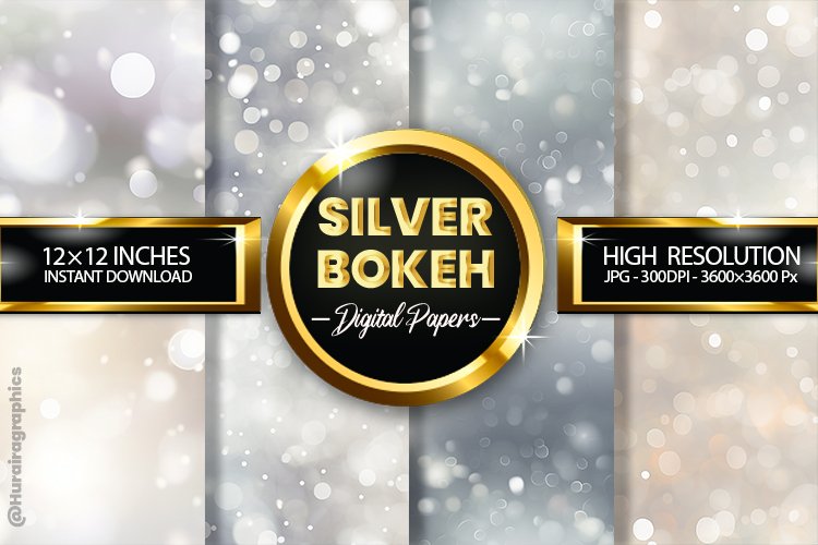 Silver Bokeh Digital Papers - 04 Variations