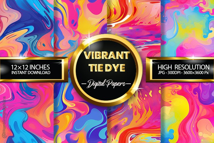 Vibrant Tie Dye Digital Papers - 04 Variations