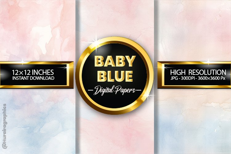 Baby Blue Digital Papers - 03 Variations example image 1