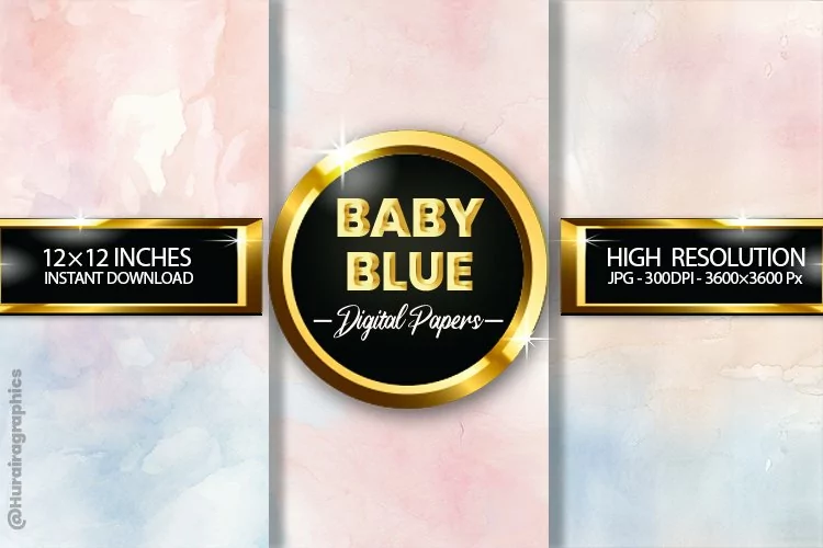 Baby Blue Digital Papers - 03 Variations