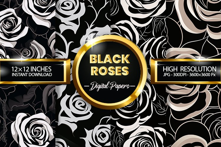 Black Roses Digital Papers - 04 Variations