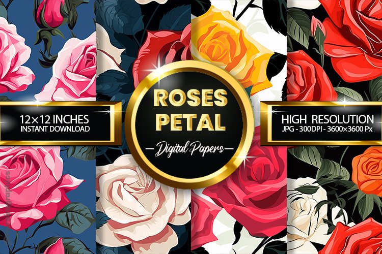 Roses Petal Digital Papers - 04 Variations