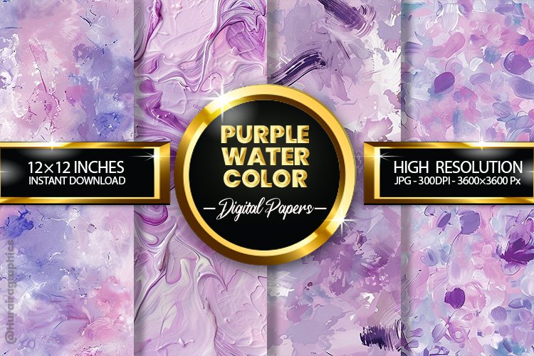 Purple Watercolor Digital Papers - 04 Variations
