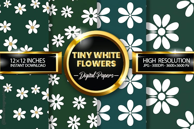 Tiny White Flowers Digital Papers - 04 Variations example image 1