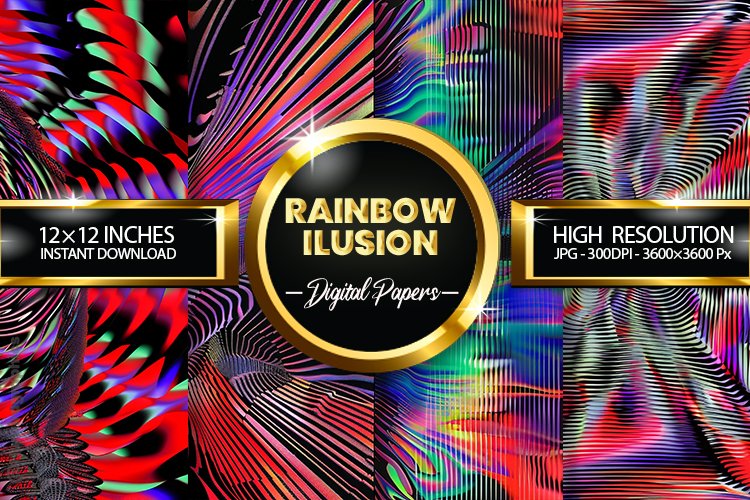 Rainbow Ilusion Digital Papers - 04 variations