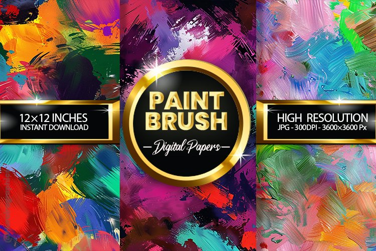Paint Brush Digital Papers - 03 variations