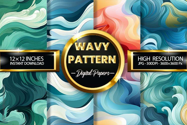 Wavy Pattern Digital Papers - 04 Variations