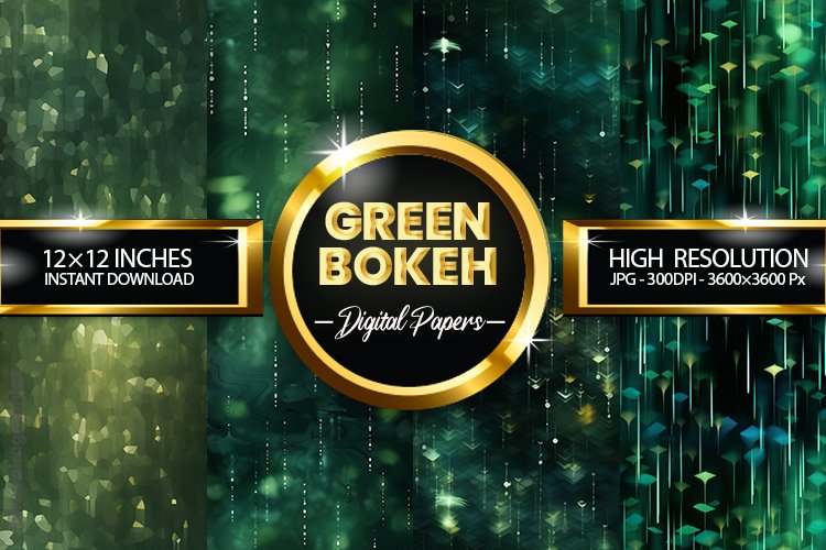 Green Bokeh Digital Papers - 04 Variations