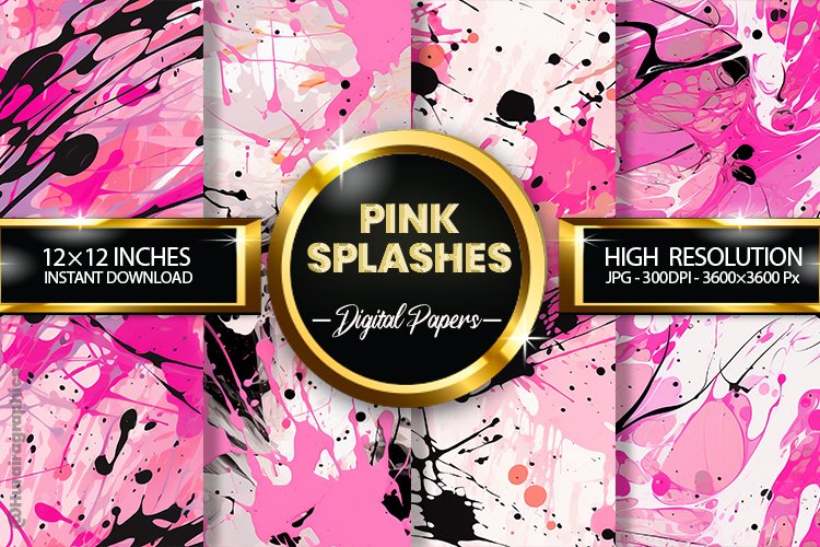 Pink Splashes Digital Papers - 04 variations