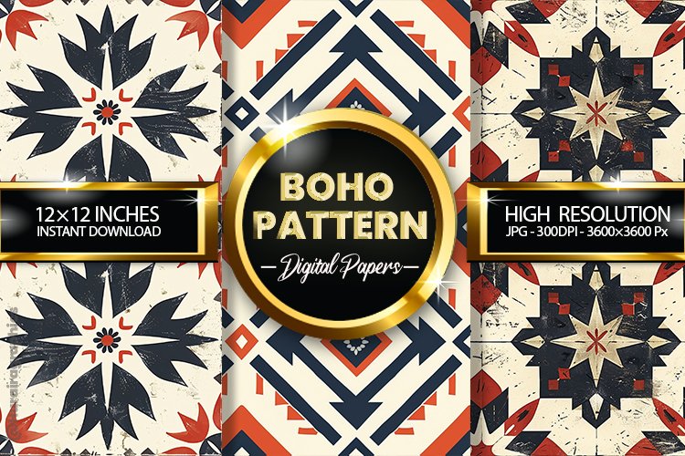 Boho Pattern Digital Papers - 03 Variations