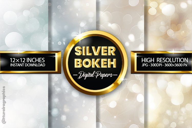 Silver Bokeh Digital Papers - 04 Variations