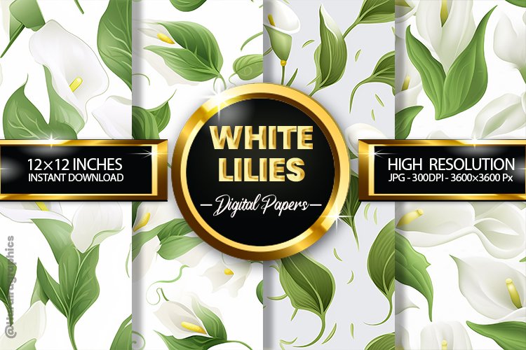 White Lilies Digital Papers - 04 Variations