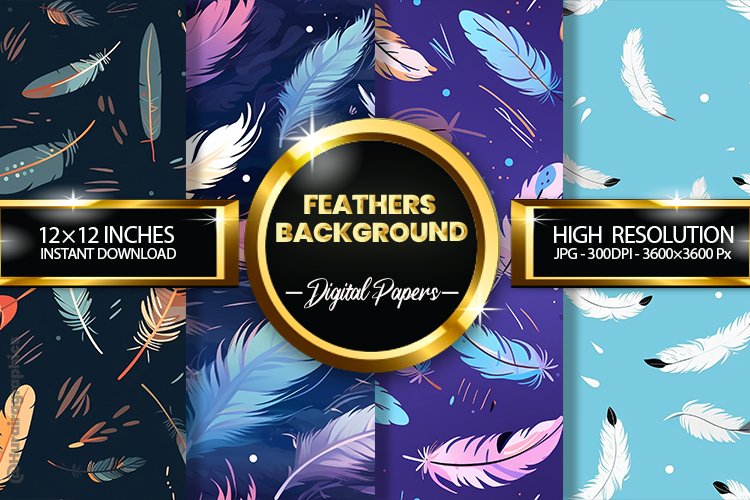 Feather Background Digital Papers - 04 Variations