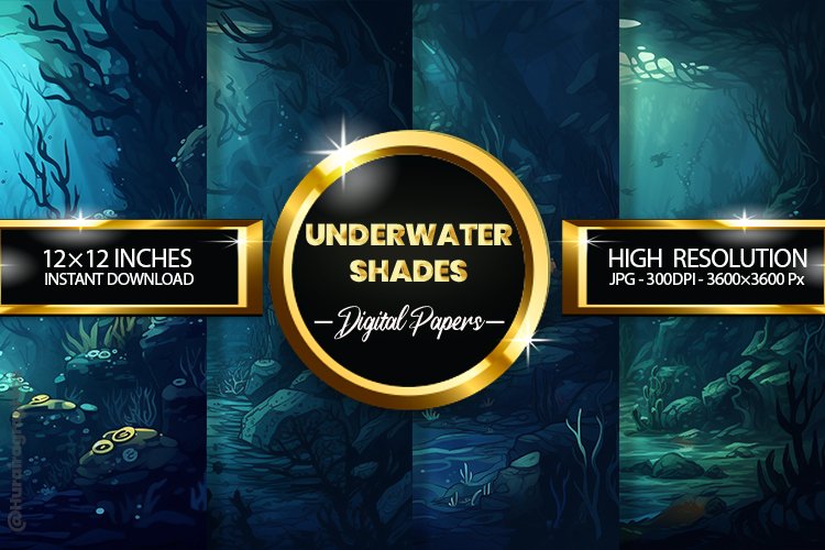 Underwater Shades Digital Papers - 04 Variations example image 1