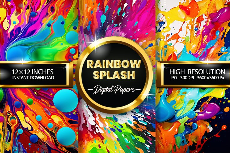 Rainbow Splash Digital Papers - 03 Variations