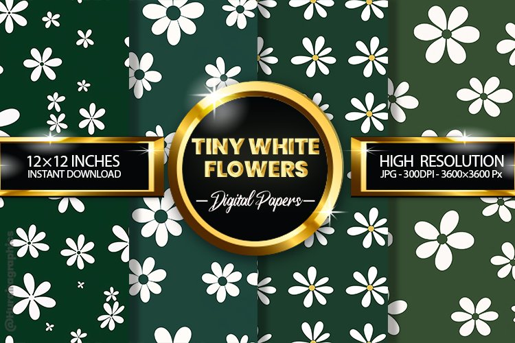 Tiny White Flowers Digital Papers - 04 Variations