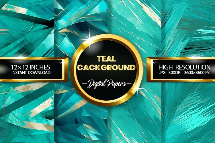 Teal Cackground Digital Papers - 04 Variations