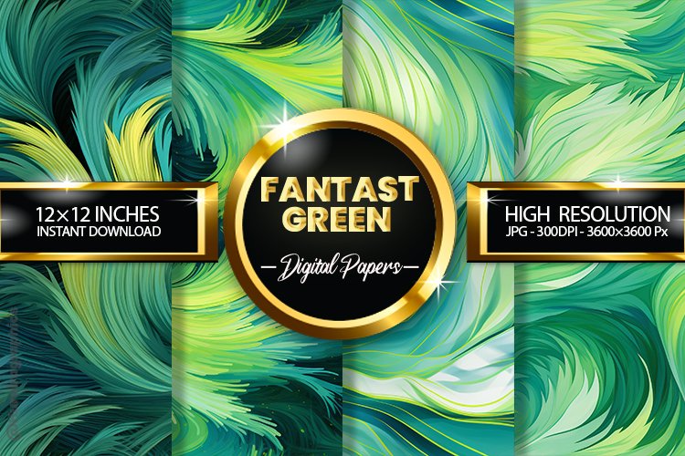 Fantast Green Digital Papers - 04 Variations