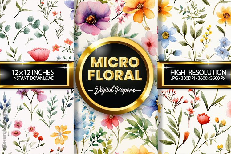 Micro Floral Digital Papers - 03 Variations