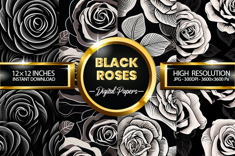 Black Roses Digital Papers - 04 Variations example image 1