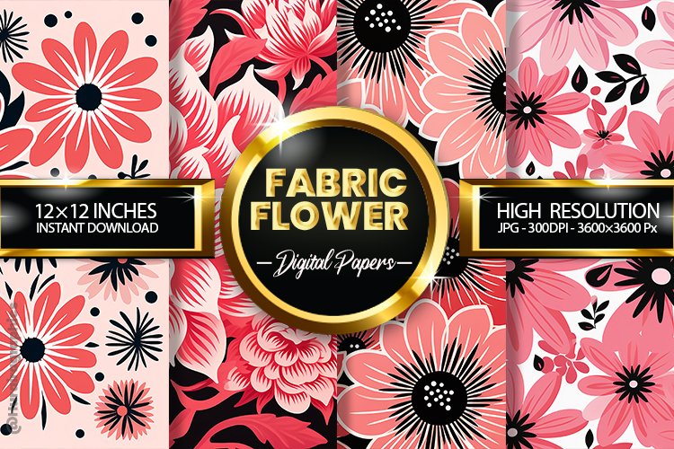 Fabric Flower Digital Papers - 04 Variations