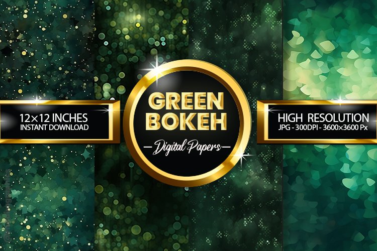 Green Bokeh Digital Papers - 04 Variations