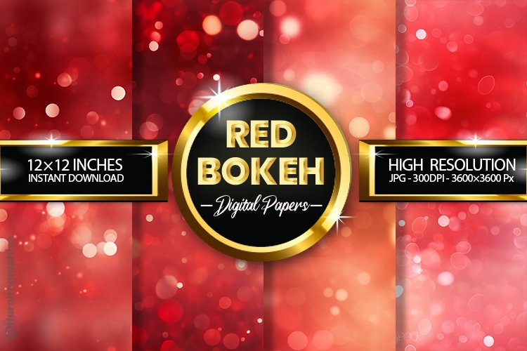 Red Bokeh Digital Papers - 04 Variations