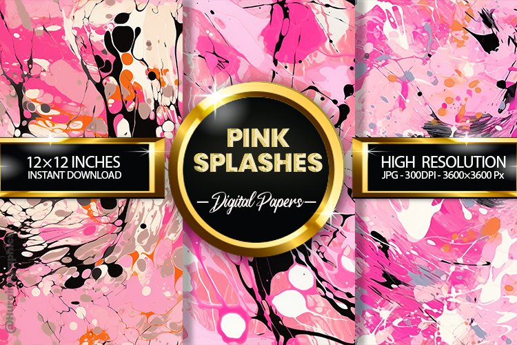 Pink Splashes Digital Papers - 03 variations