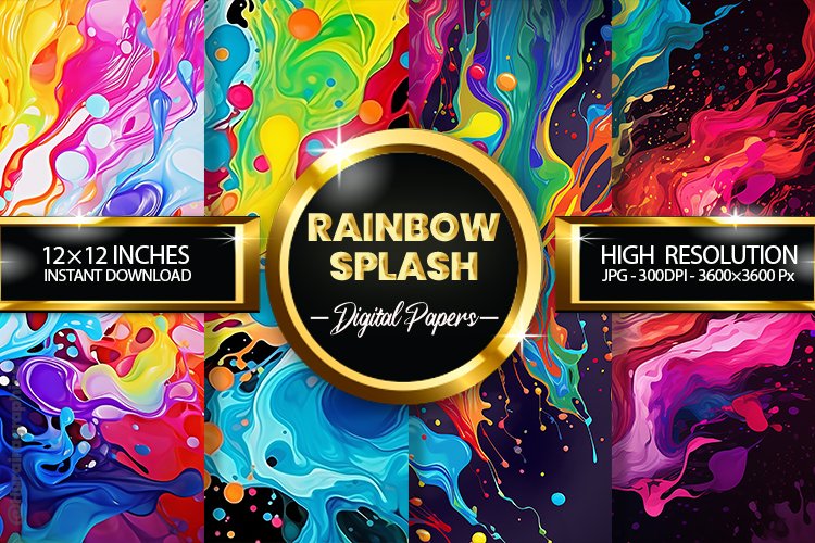 Rainbow Splash Digital Papers - 04 Variations