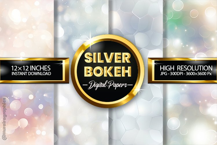Silver Bokeh Digital Papers - 04 Variations