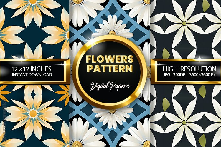 Flowers Pattern Digital Papers - 03 Variations