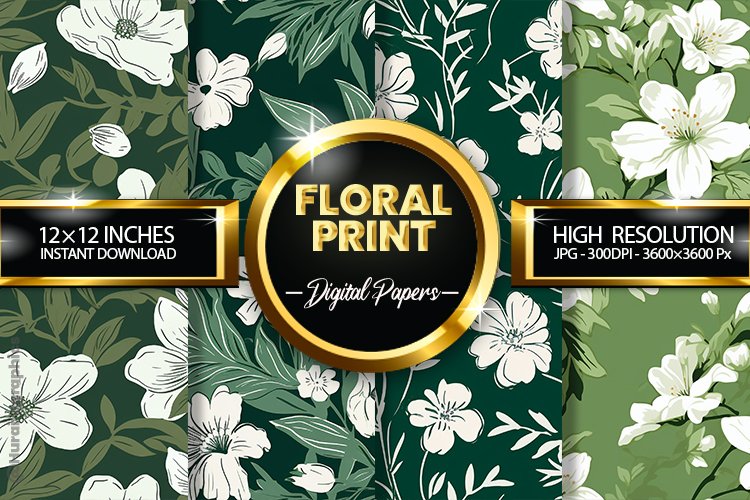 Floral Print Digital Papers - 04 Variations