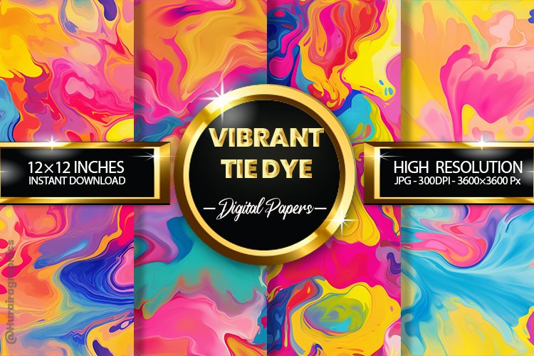Vibrant Tie Dye Digital Papers - 04 Variations