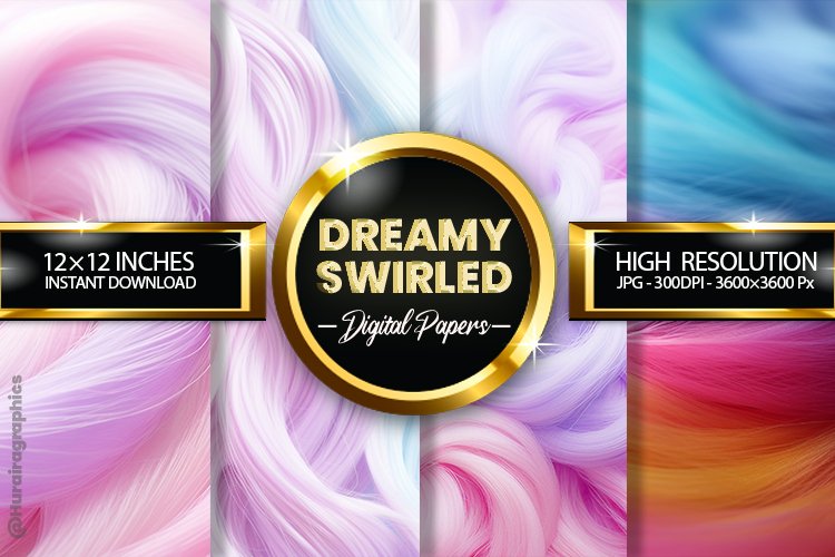 Dreamy Swirled Digital Papers - 04 Variations