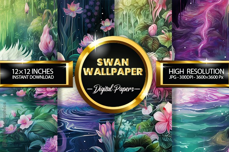 Swan Wallpaper Digital Paper - 04 Variations