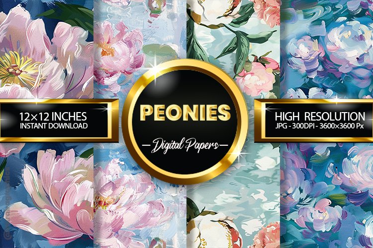 Peonies Digital Papers - 04 variations
