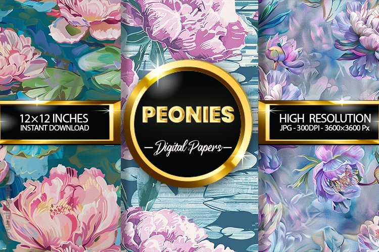Peonies Digital Papers - 03 variations