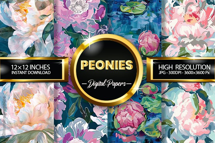 Peonies Digital Papers - 04 variations